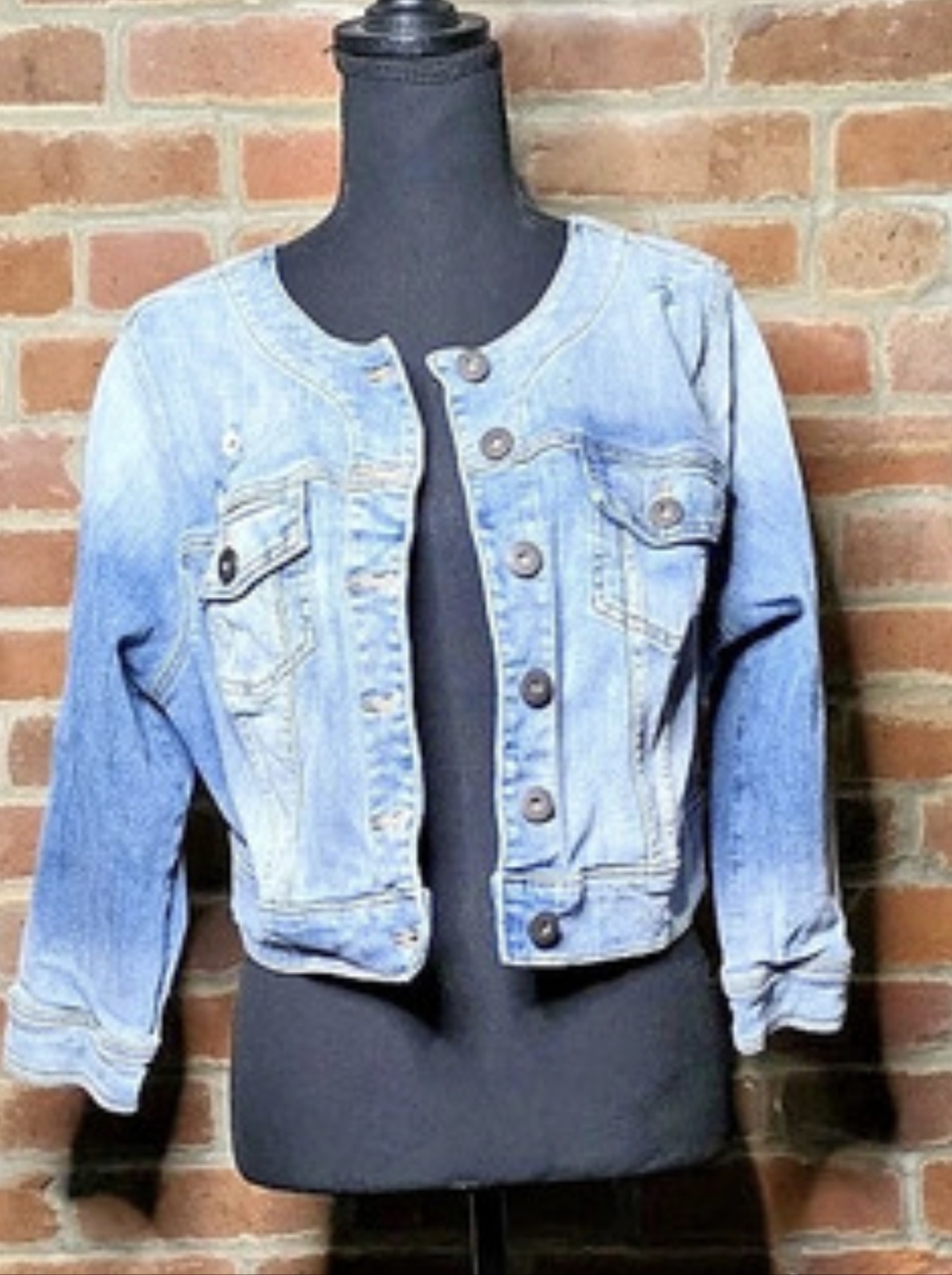 Torrid Denim Collarless Cropped Jean Jacket Light Wash Size 0 XL
